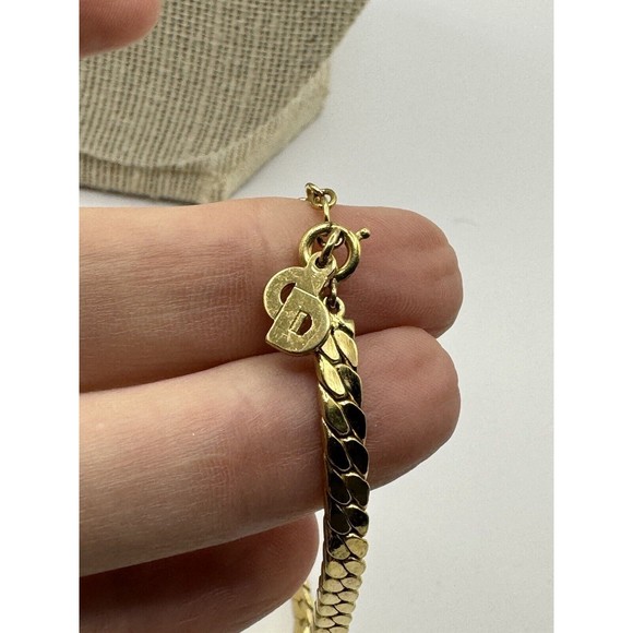 Christian Dior Green Clear Swarovski Crystal NECKLACE 1980s Vintage 15" 2" CHAIN - Picture 5 of 8